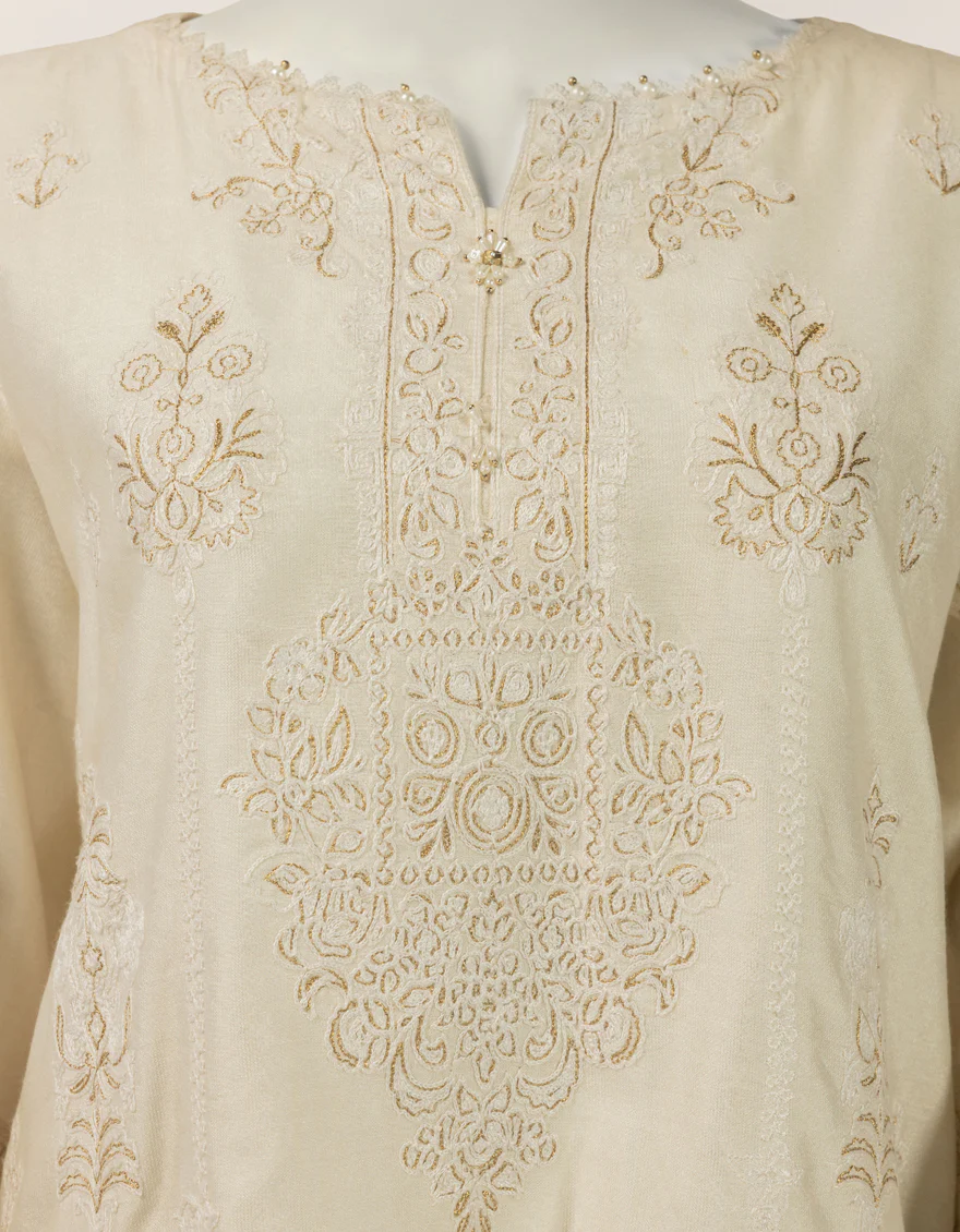 WHITE RAW SILK 3PC STITCHED | JJPW-S-JPS-26-4014 FB/MUSE-2 - Image 3