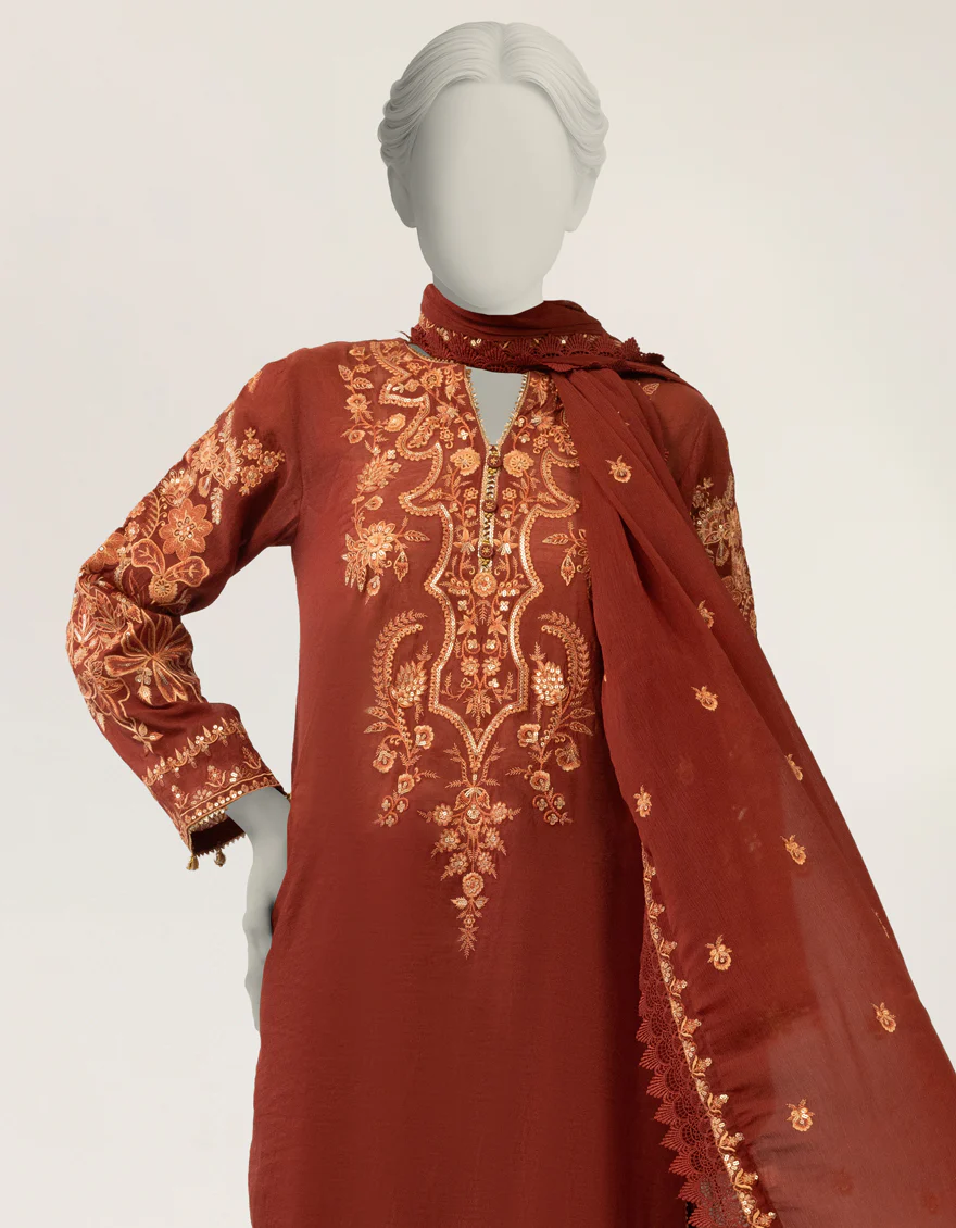 MAROON PAPER COTTON 3PC STITCHED | JJPW-S-JPS-26-4022 FB/INARA-06 - Image 3