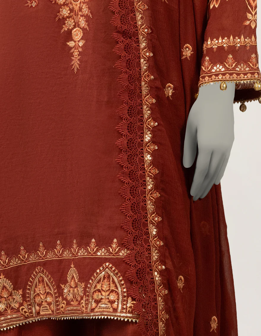 MAROON PAPER COTTON 3PC STITCHED | JJPW-S-JPS-26-4022 FB/INARA-06 - Image 5