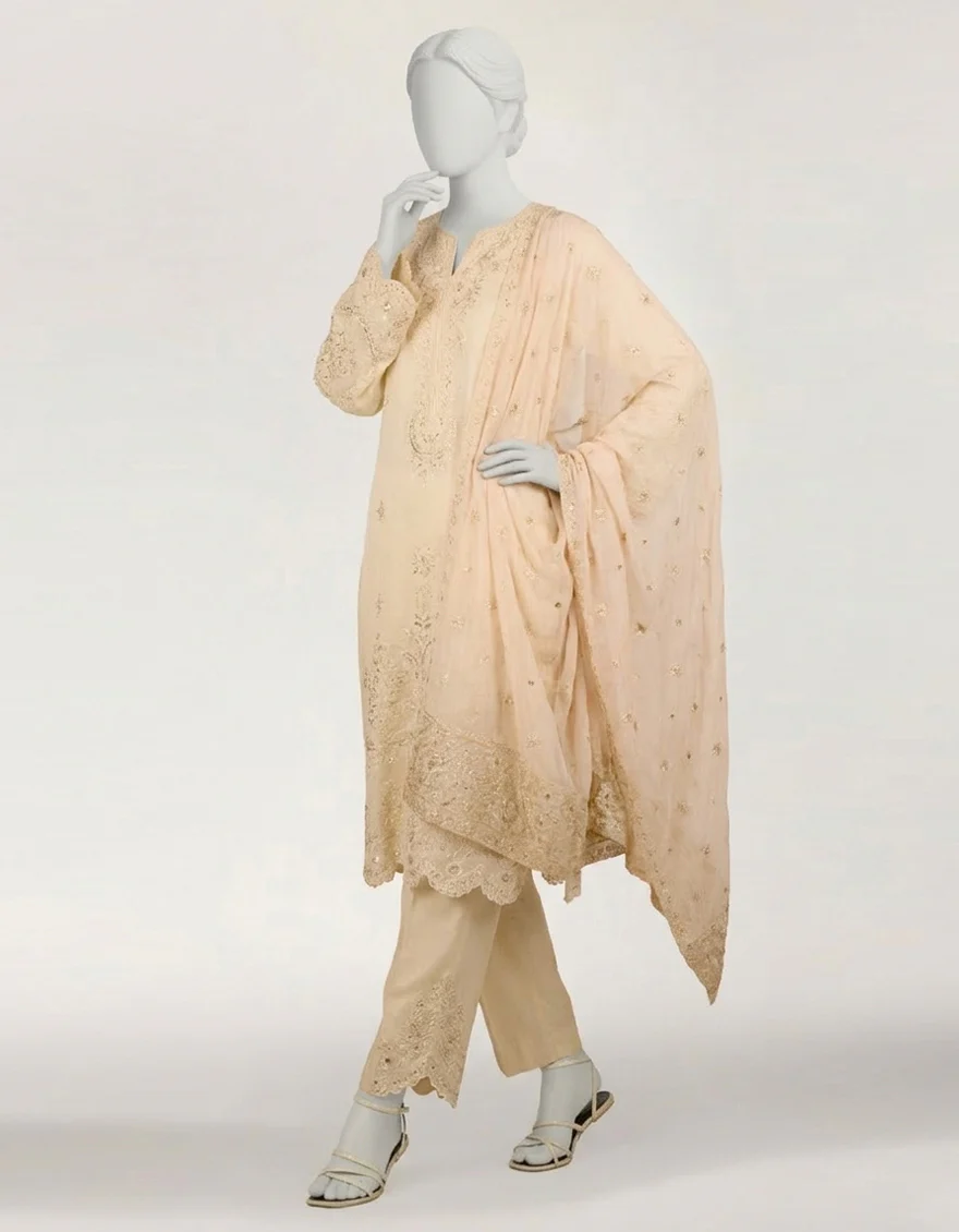 WHITE RAW SILK 3PC STITCHED | JJPW-S-JPS-26-4027 FB/INARA-11 - Image 3