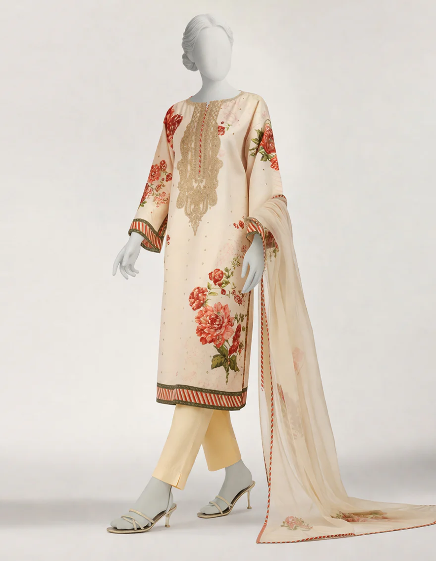 BEIGE RAW SILK 2PC STITCHED | JJPW-S-JPS-26-4045 FB/NAYAB-11 - Image 3