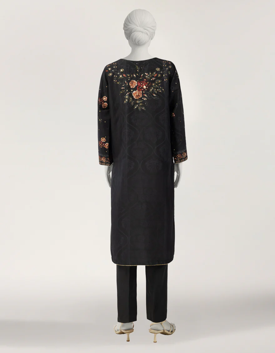 BLACK RAW SILK 2PC STITCHED | JJPW-S-JPS-26-4046 FB/NAYAB-12 - Image 3