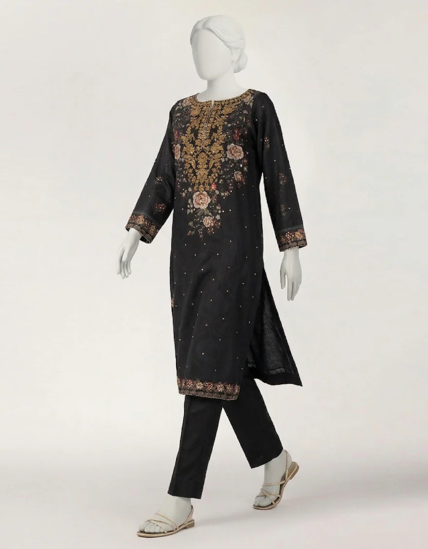 BLACK RAW SILK 2PC STITCHED | JJPW-S-JPS-26-4046 FB/NAYAB-12 - Image 5