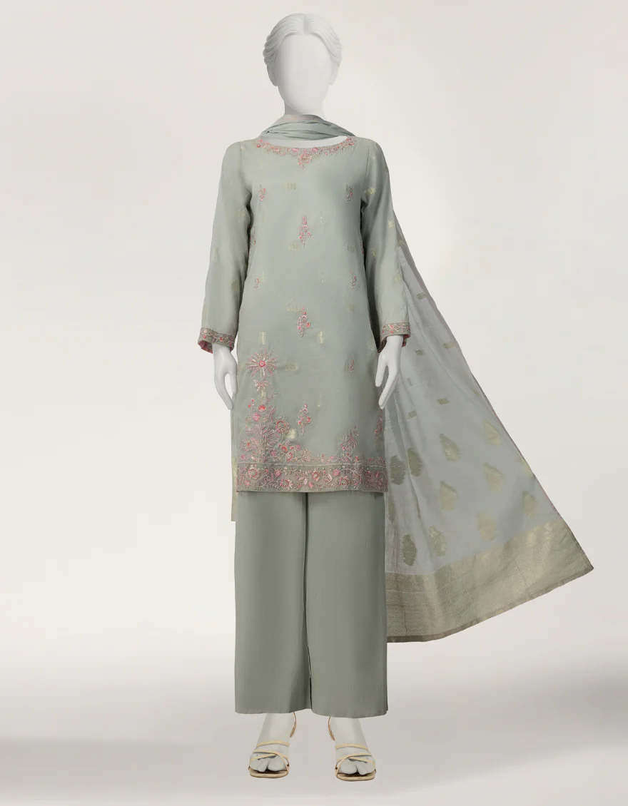 LIGHT BLUE SWISS COTTON 3PC STITCHED | JJPW-S-JPS-26-4057 FB/DANEEN-02 - Image 4