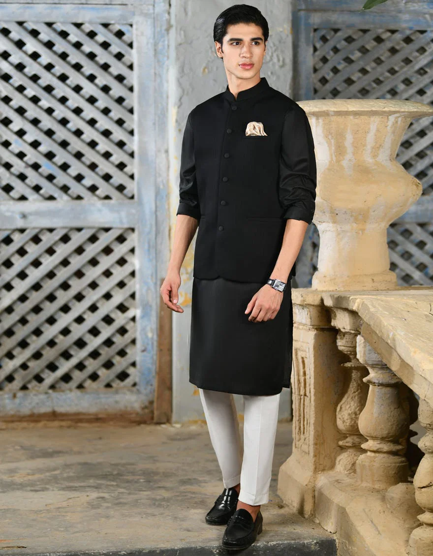 BLACK WAISTCOAT | JJVC-A-27380-R18-AP/S26/JJ11028-FL - Image 3