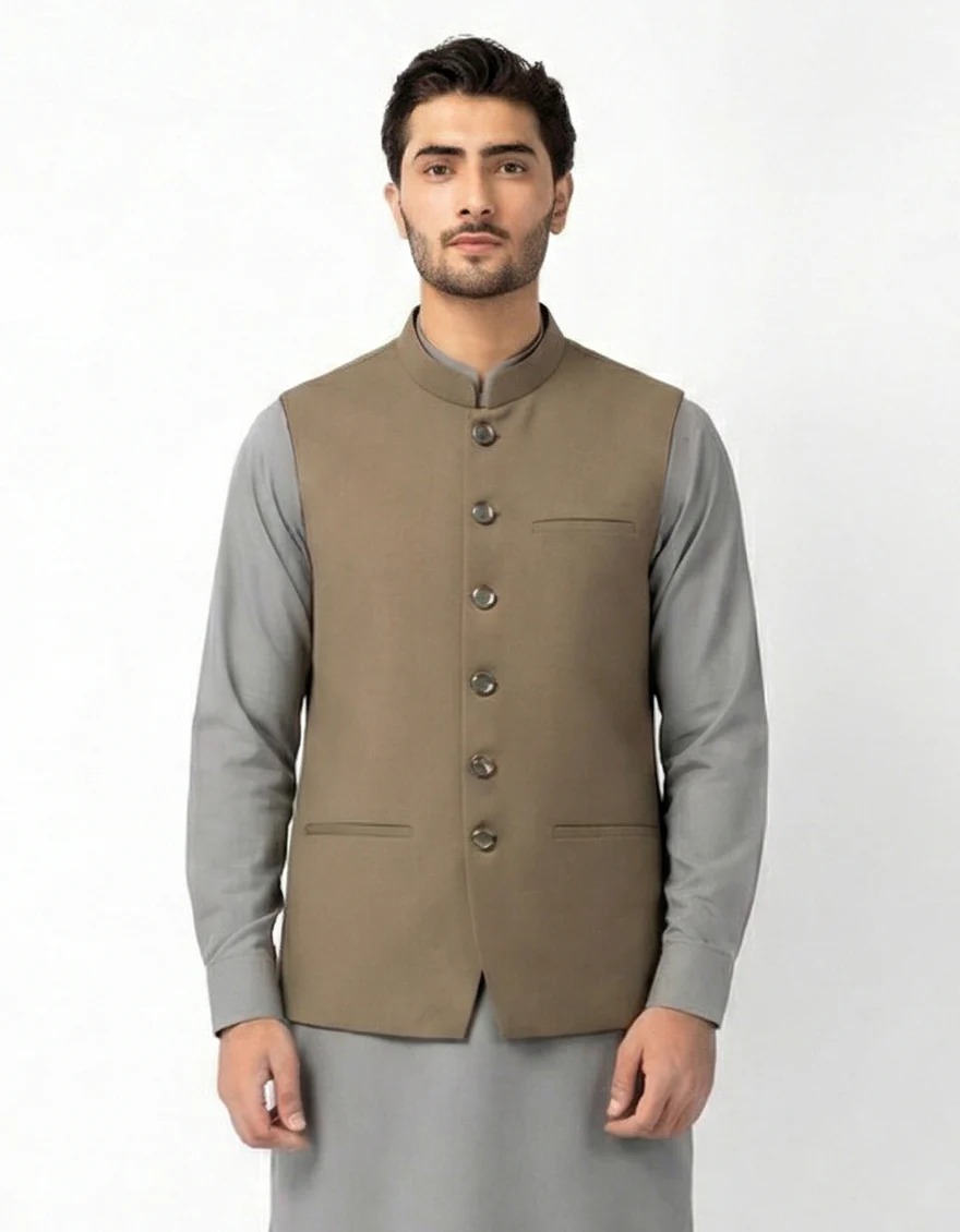CHESTNUT BROWN BLENDED WAISTCOAT | JJVC-A-33892/S26/JJ10946-PN