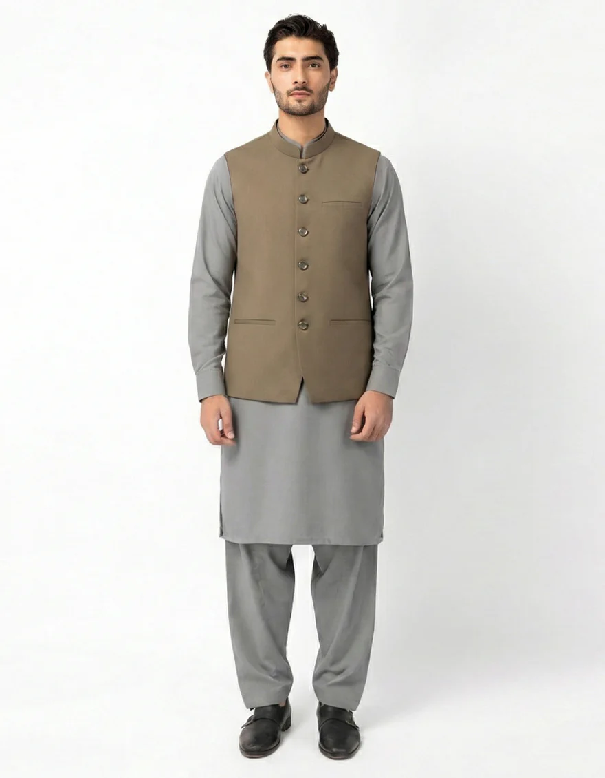 CHESTNUT BROWN BLENDED WAISTCOAT | JJVC-A-33892/S26/JJ10946-PN - Image 2