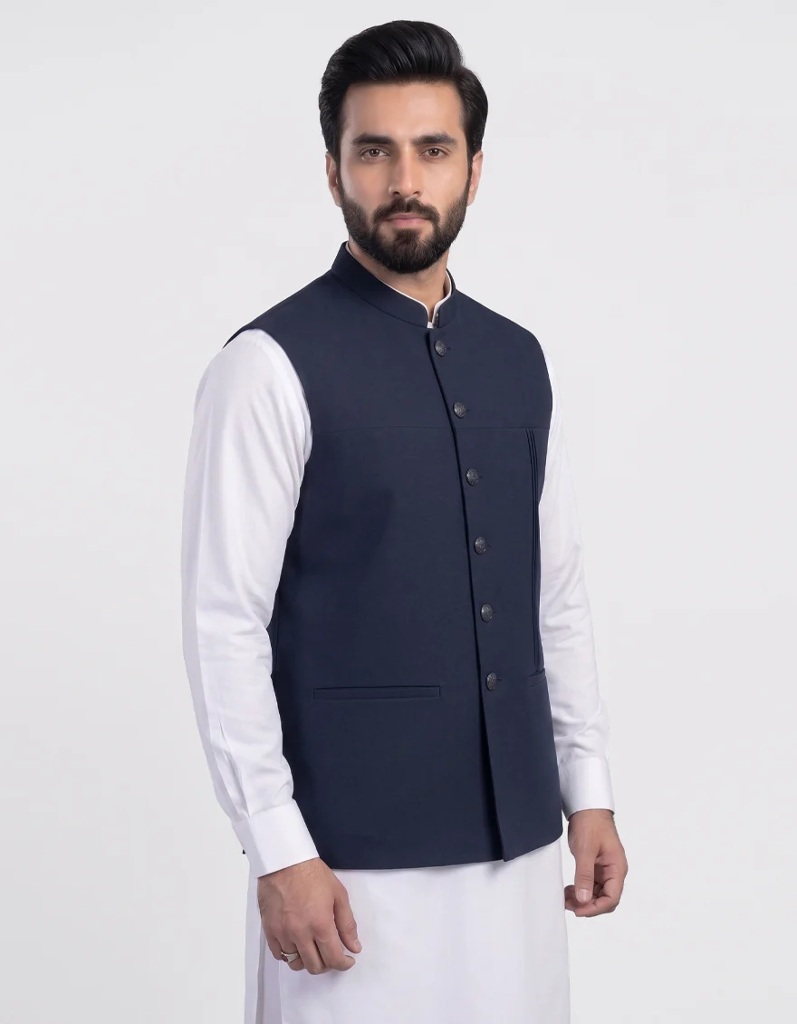 NAVY BLUE WAISTCOAT | JJVC-A-33895/S26/JJ10946-FL