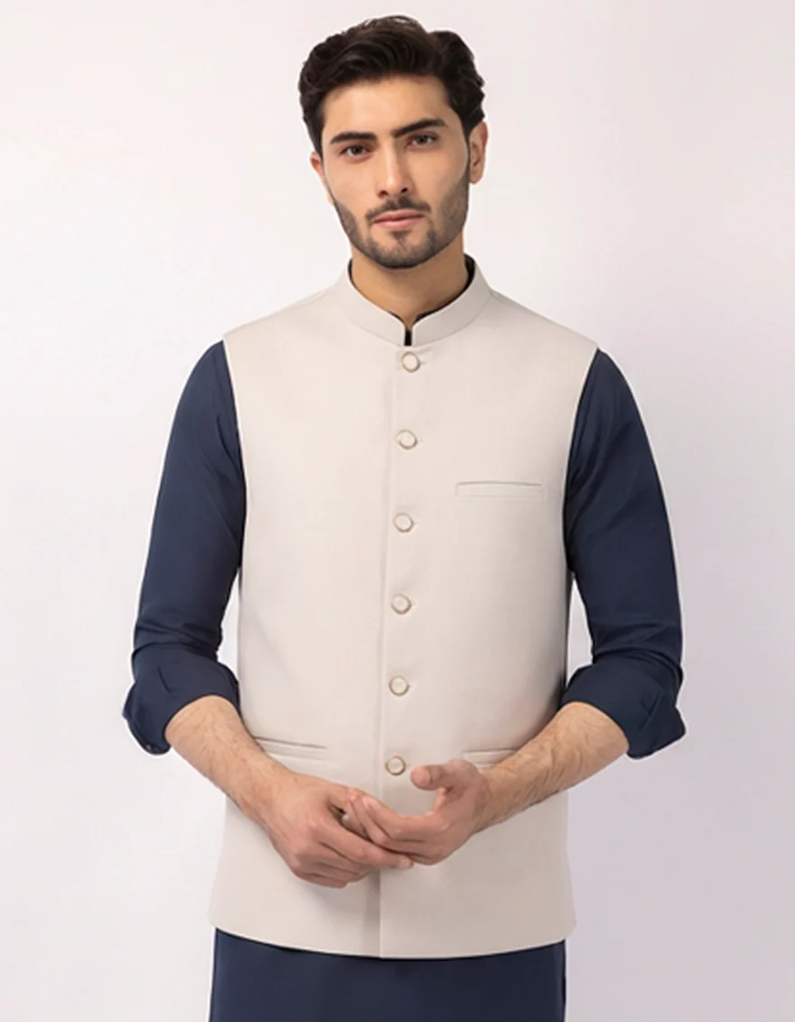 ASH GREY WAISTCOAT | JJVC-A-48326/S25/JJ10484-PN