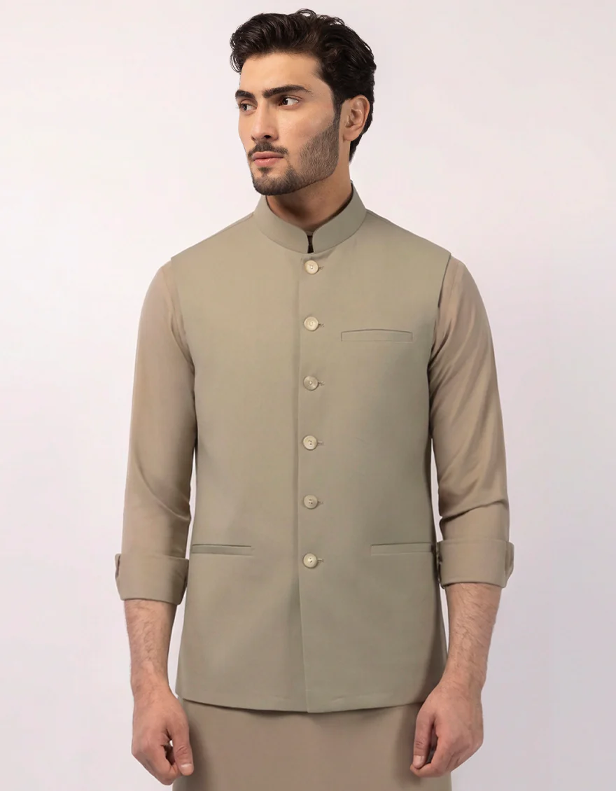 LIGHT GREEN WAISTCOAT | JJVC-A-48328/S25/JJ10484-PN