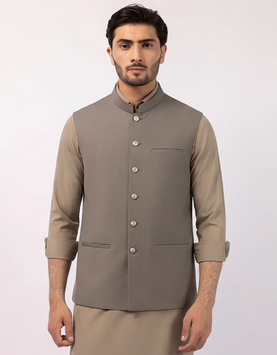 SILVER GREY WAISTCOAT | JJVC-A-48330/S25/JJ10484-PN