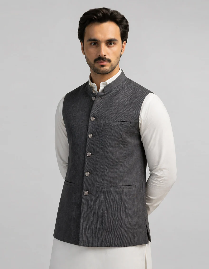 DARK GREY WAISTCOAT | JJVC-A-48425/S26/JJ11038-PN