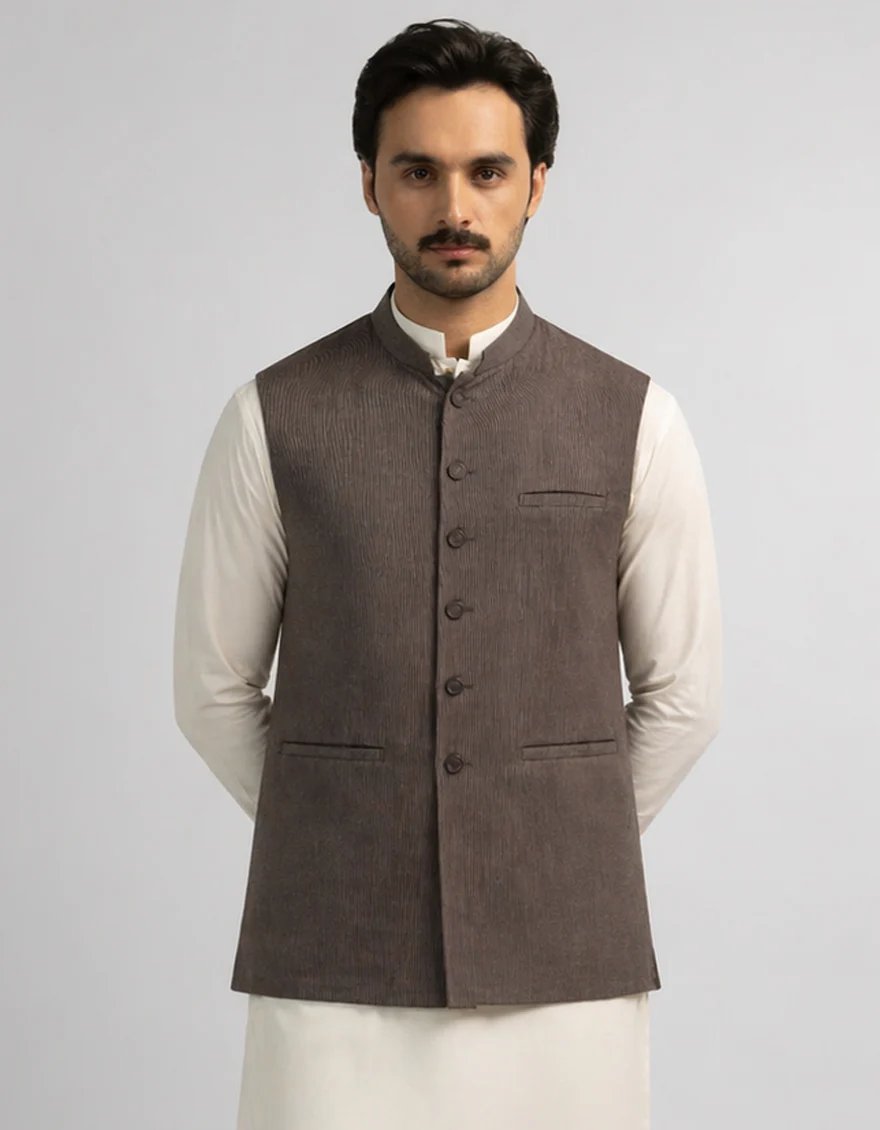 BROWN WAISTCOAT | JJVC-A-48427/S26/JJ11038-PN