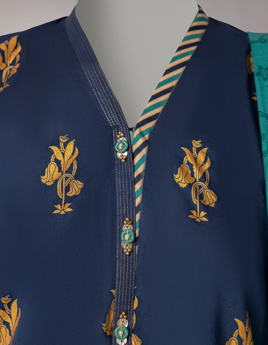 BLUE LAWN 3PC STITCHED | JLAWN-S-26-1090/S GOLD JAMDANI-02 - Image 3