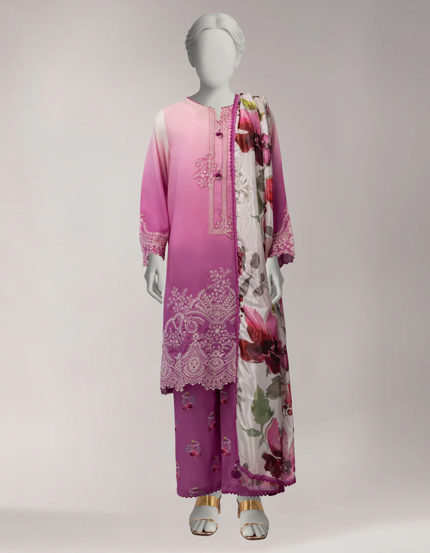 PINK LAWN 3PC UNSTITCHED | JLAWN-S-26-1103 SERENE-1