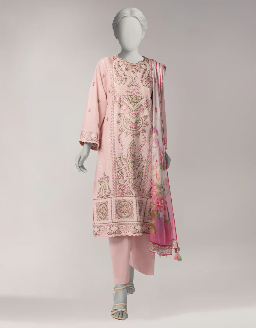 PINK LAWN 3PC STITCHED | JLAWN-S-26-1115/S LUXE-A-05