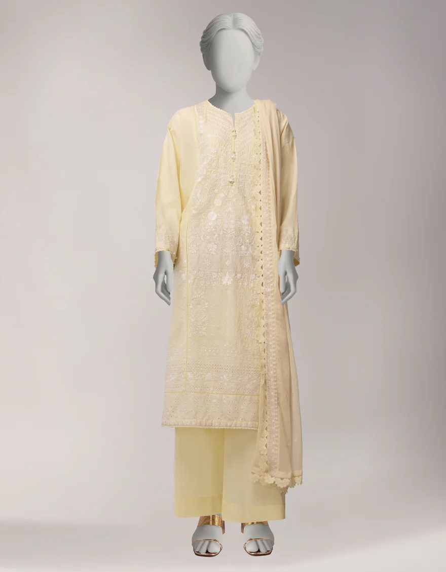 YELLOW LAWN 3PC UNSTITCHED | JLAWN-S-26-1120 LUXE-B-4