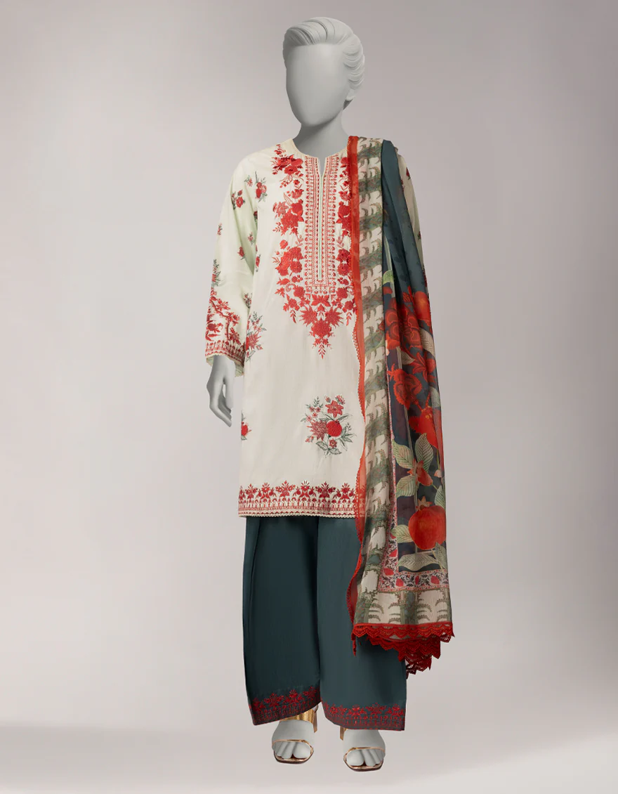 PISTACHIO GREEN LAWN 3PC STITCHED | JLAWN-S-26-1171/S GRANDEUR-3