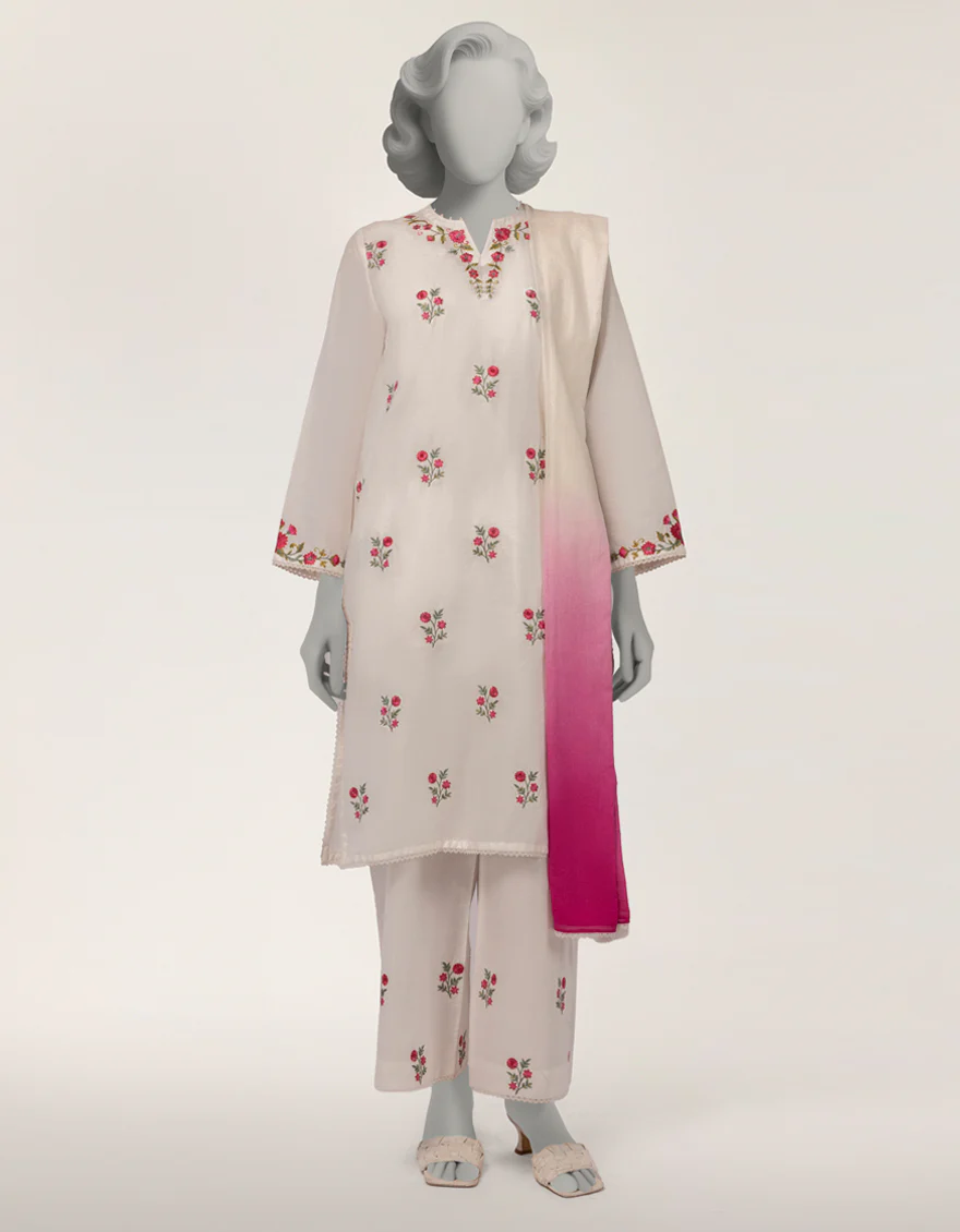 WHITE JACQUARD 3PC STITCHED | JLAWN-S-26-373/S THREAD GARDEN-02
