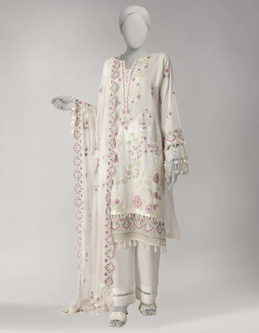 WHITE LAWN 3PC UNSTITCHED | JLAWN-S-26-3835 SCHIFFLI-1