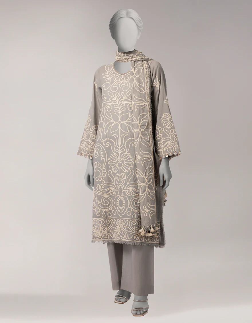 GREY LAWN 3PC UNSTITCHED | JLAWN-S-26-3845 ROYAL DYNASTY-7