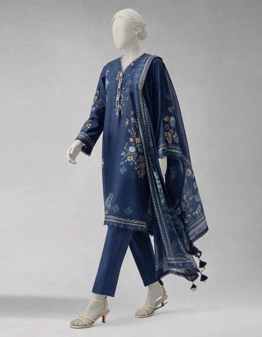 MULTICOLOR LAWN 3PC UNSTITCHED | JLAWN-S-26-3887 MUGHAL-1