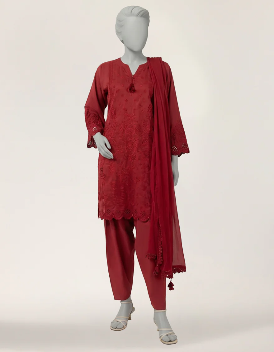 RED LAWN 3PC STITCHED | JLAWN-S-26-407/S SEHIFFLI-6