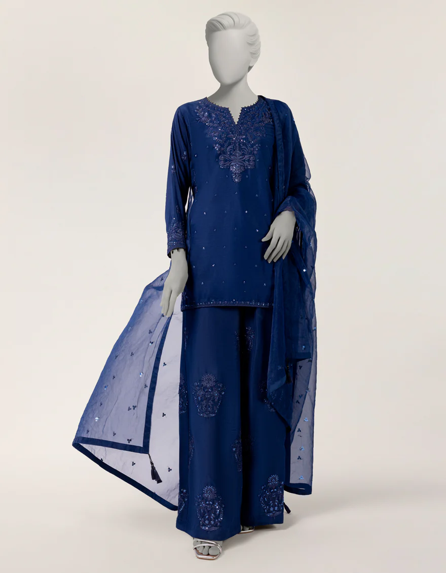 BLUE RAW SILK 3PC STITCHED | JLAWN-S-26-415/S JEWEL TONE-4