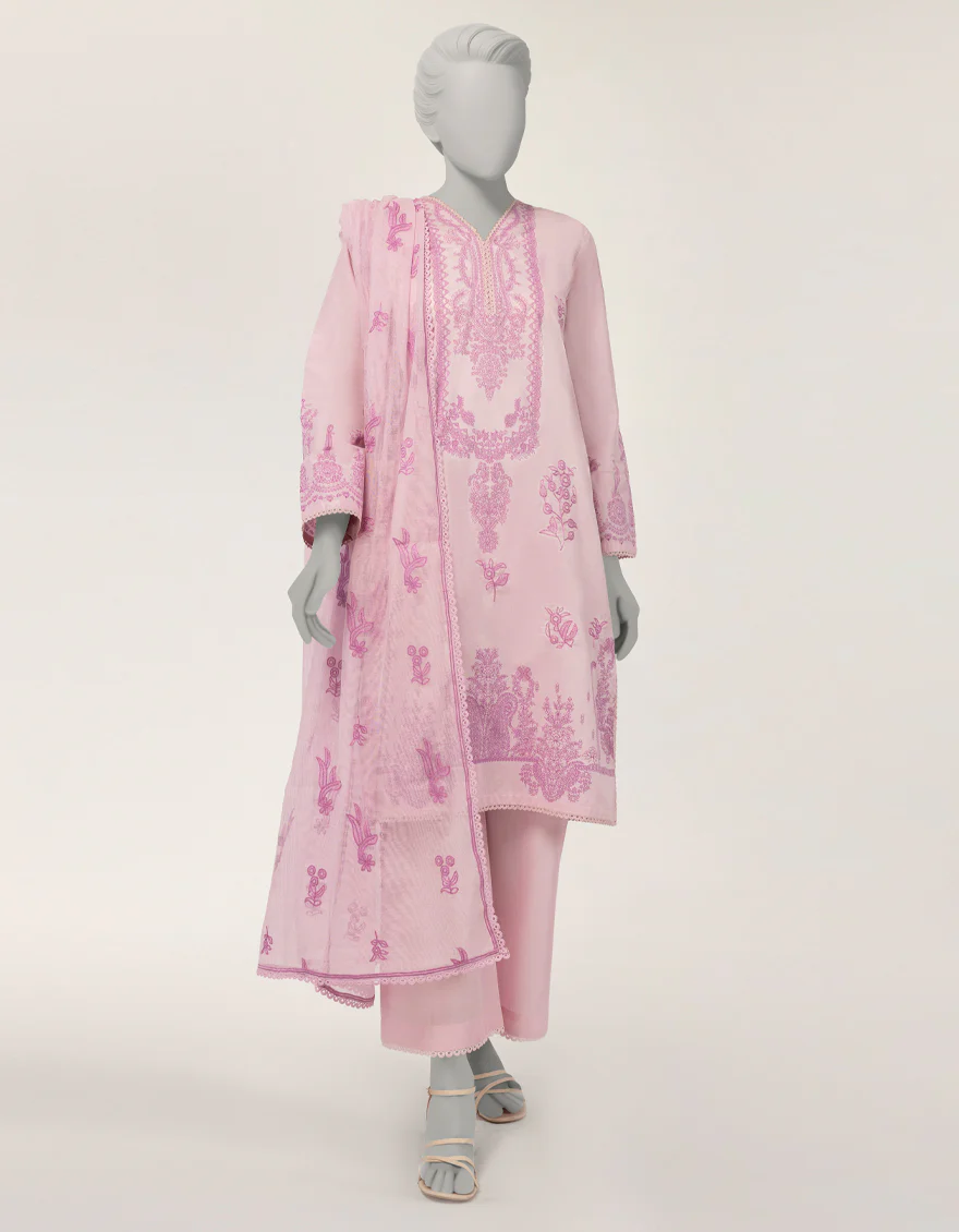 PINK LAWN 3PC STITCHED | JLAWN-S-26-432/S PRINT MUSE-05