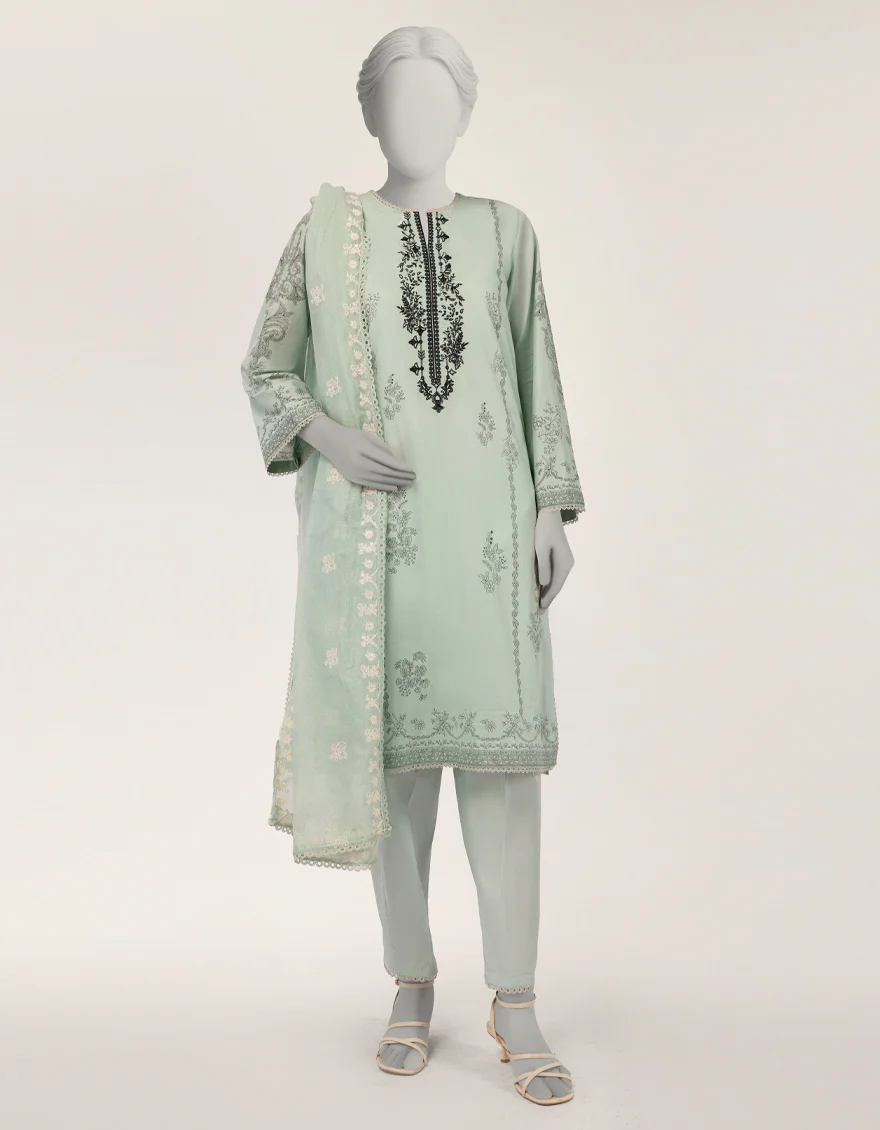 GREEN LAWN 3PC STITCHED | JLAWN-S-26-433/S PRINT MUSE-06
