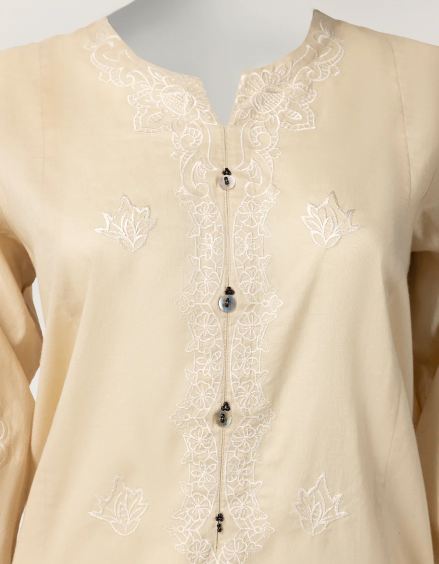 BEIGE LAWN 3PC STITCHED | JLAWN-S-26-474/S LASER BRIDGE-3 - Image 3