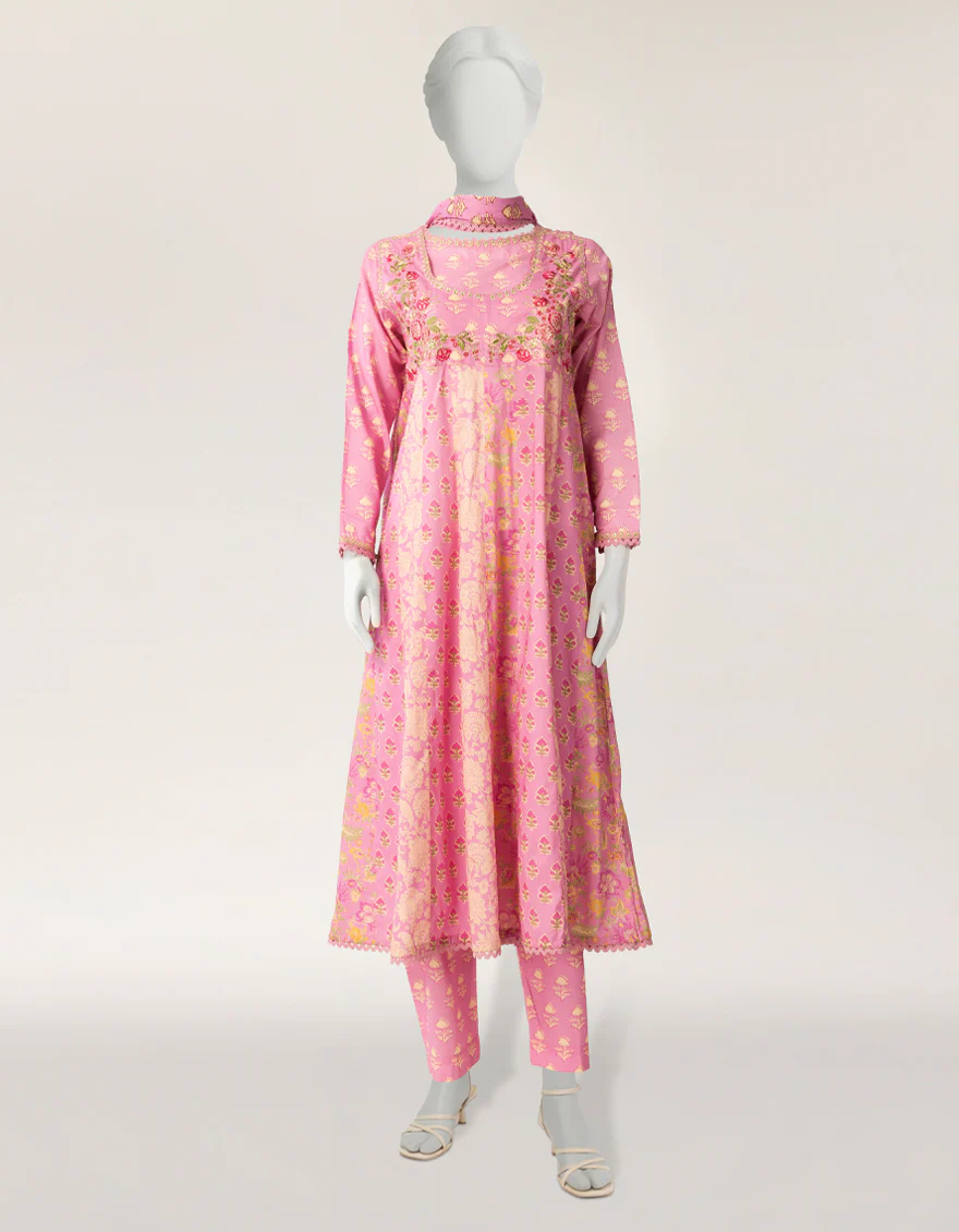 PINK LAWN 3PC STITCHED | JLAWN-S-26-555/S COLOR BLOCK-02