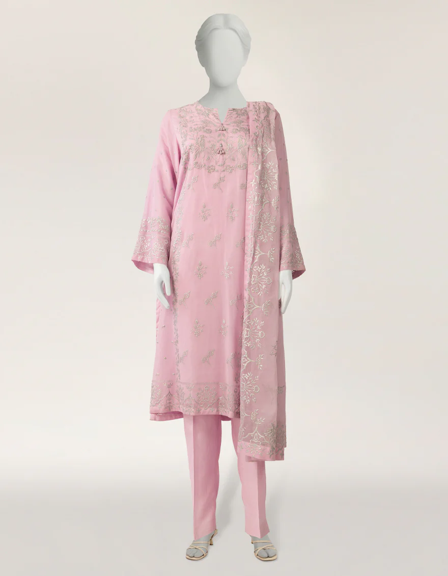 PINK BAMBER CHIFFON 3PC STITCHED | JLAWN-S-26-570/S MUKESH-05
