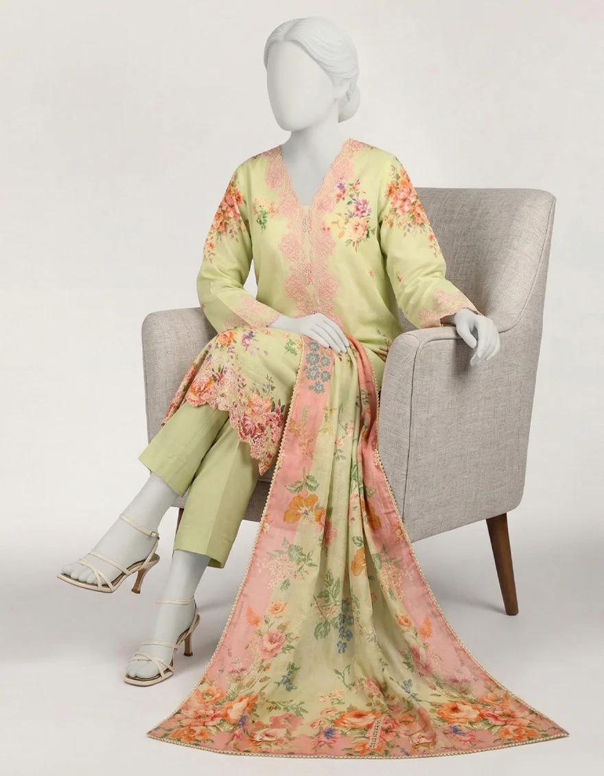 GREEN LAWN 3PC STITCHED | JLAWN-S-26-592/S FIESTA LUX-04