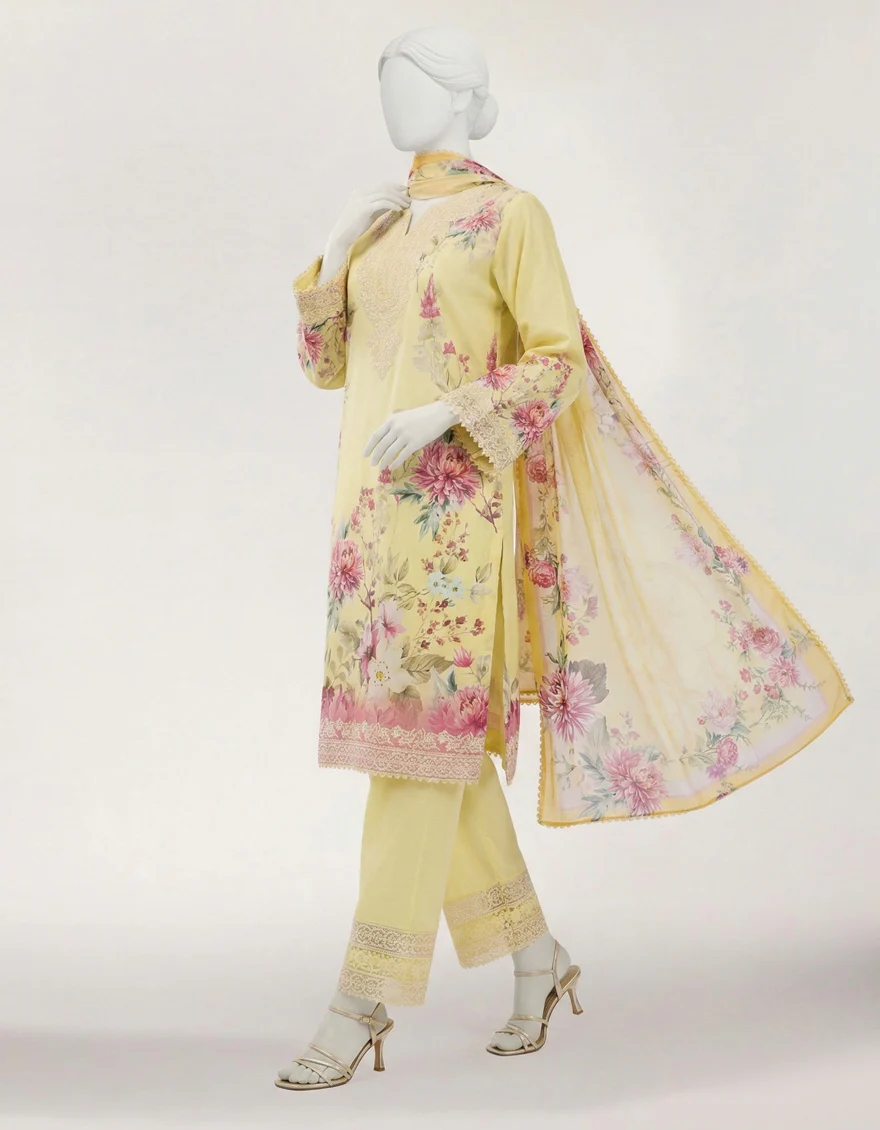 YELLOW LAWN 3PC STITCHED | JLAWN-S-26-594/S FIESTA LUX-06 - Image 3