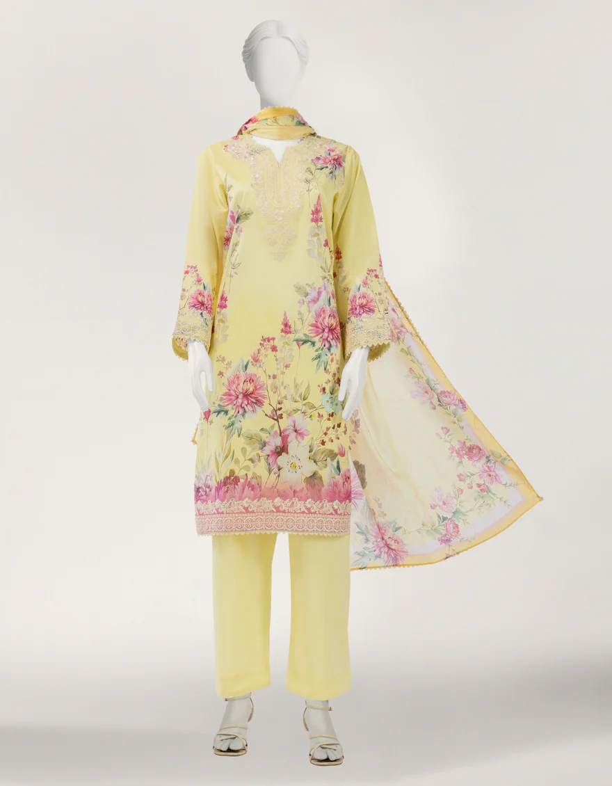 YELLOW LAWN 3PC STITCHED | JLAWN-S-26-594/S FIESTA LUX-06 - Image 5