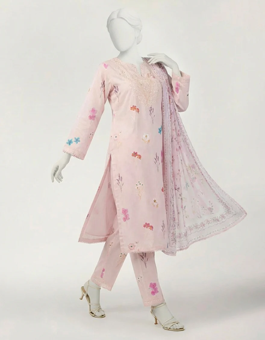 PINK LAWN 3PC STITCHED | JLAWN-S-26-595/S BOTANICAL-1 - Image 3