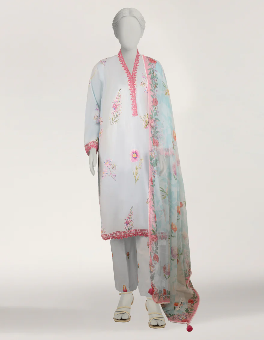 SKY BLUE LAWN 3PC STITCHED | JLAWN-S-26-597/S BOTANICAL-3 - Image 5