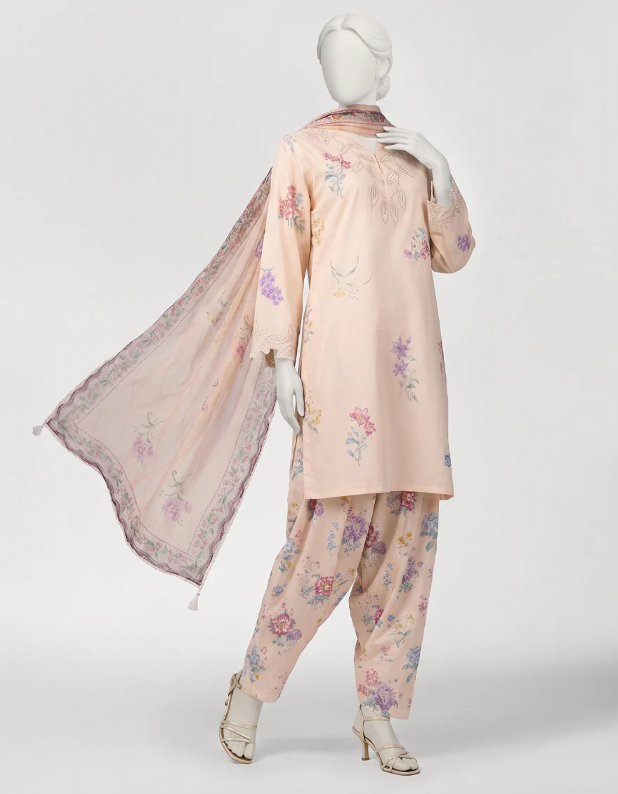 PEACH LAWN 3PC STITCHED | JLAWN-S-26-600/S BOTANICAL-6
