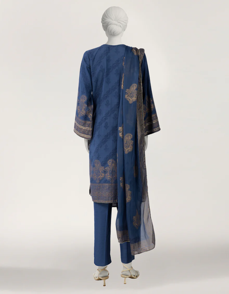 BLUE RAW SILK 3PC STITCHED | JLAWN-S-26-603/S BLING-03 - Image 2