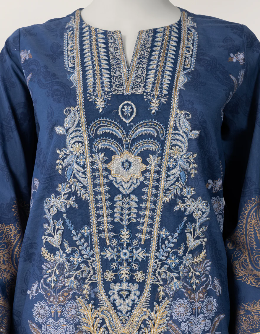 BLUE RAW SILK 3PC STITCHED | JLAWN-S-26-603/S BLING-03 - Image 3