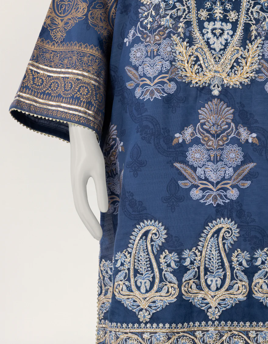 BLUE RAW SILK 3PC STITCHED | JLAWN-S-26-603/S BLING-03 - Image 5