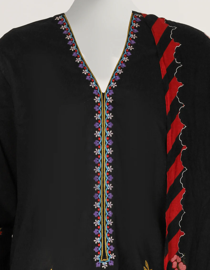 BLACK LAWN 3PC STITCHED | JLAWN-S-26-605/S POLISH-01 - Image 4