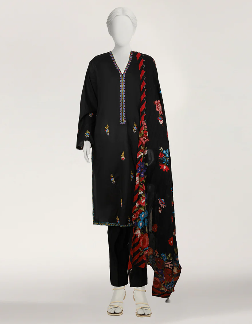 BLACK LAWN 3PC STITCHED | JLAWN-S-26-605/S POLISH-01 - Image 5