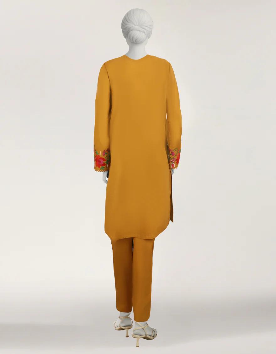 MUSTARD LAWN 3PC STITCHED | JLAWN-S-26-608/S POLISH-04 - Image 2