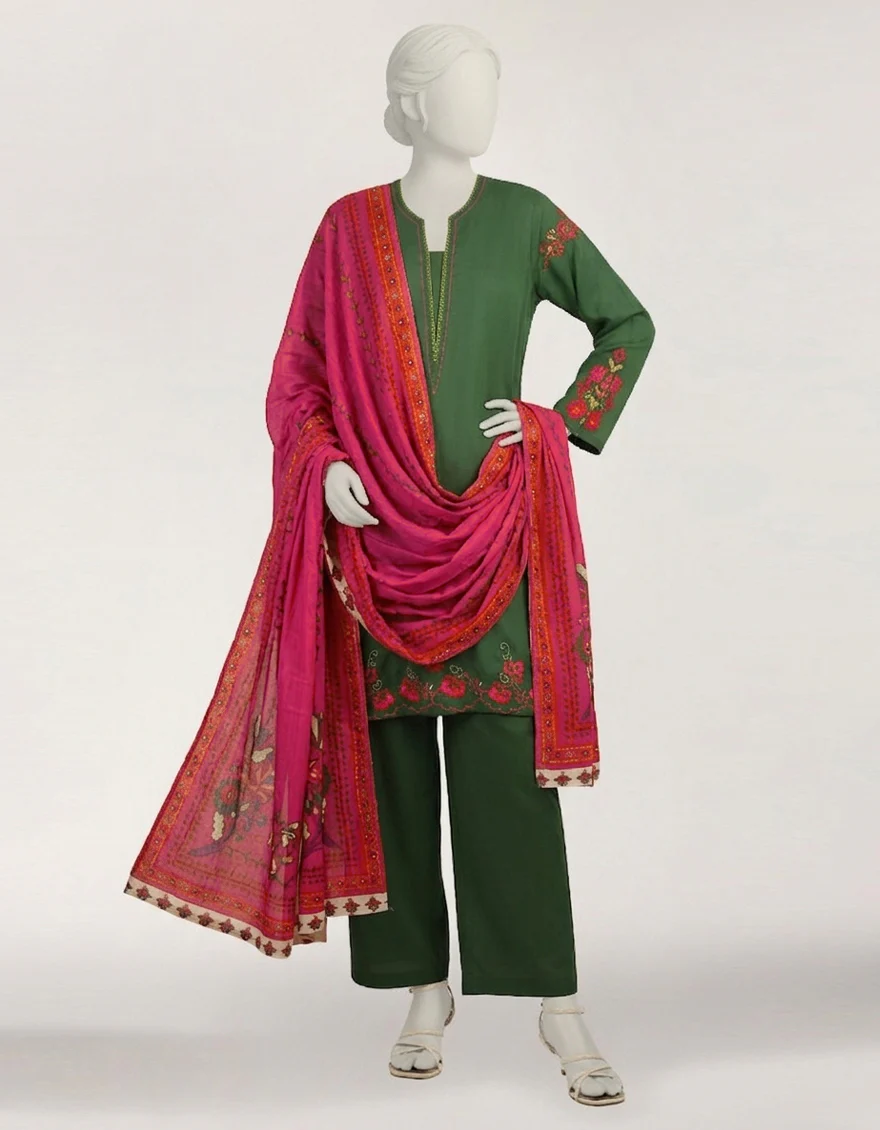 GREEN LAWN 3PC STITCHED | JLAWN-S-26-609/S POLISH-05 - Image 2