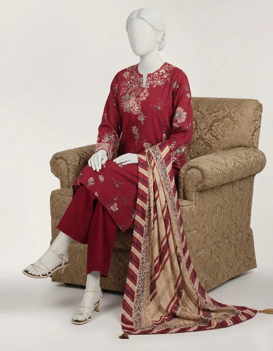 MAROON LAWN 3PC STITCHED | JLAWN-S-26-618/S CLASSIC CHINTZ-04