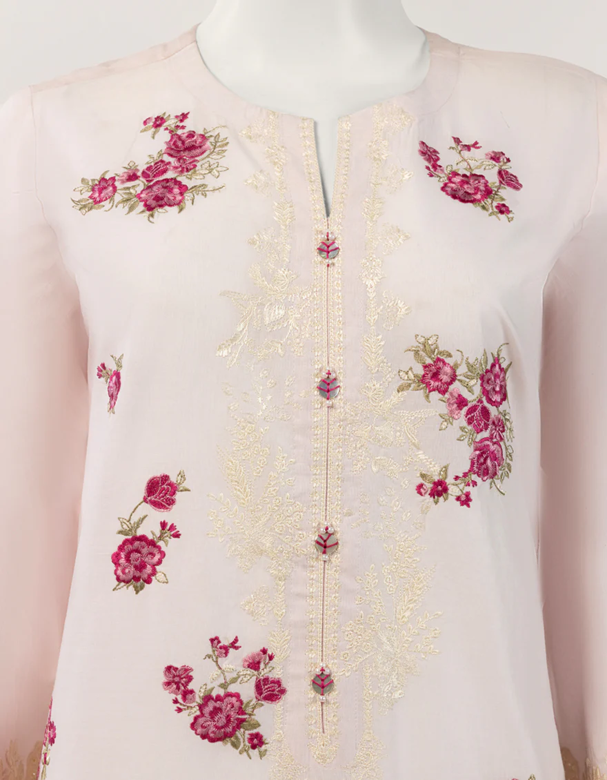 PINK LAWN 3PC STITCHED | JLAWN-S-26-633/S SCHIFFLI FLORAL-C-01 - Image 3