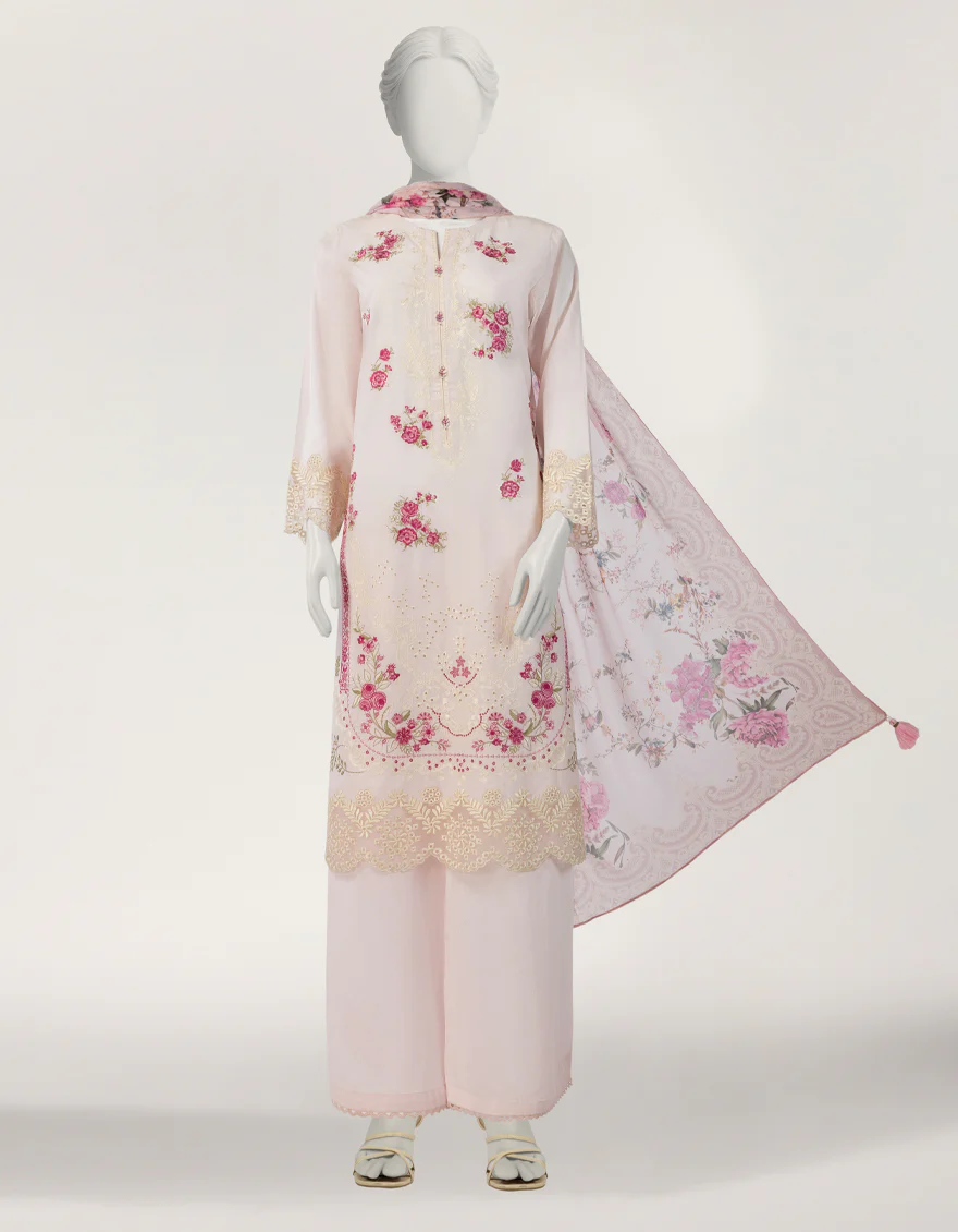 PINK LAWN 3PC STITCHED | JLAWN-S-26-633/S SCHIFFLI FLORAL-C-01 - Image 4
