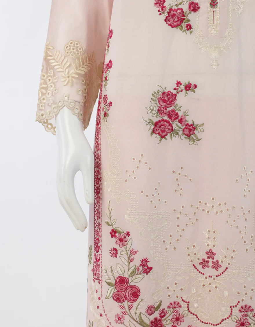 PINK LAWN 3PC STITCHED | JLAWN-S-26-633/S SCHIFFLI FLORAL-C-01 - Image 5